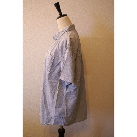 Men's Nautica Large Striped Blue Grey White Short Sleeved Button Down Shirt - Picture 4 of 8